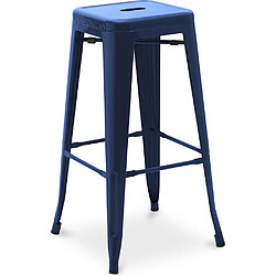ICONIK INTERIOR Tabouret de bar – Style industriel – Acier – 76 cm – Stylix Bleu foncé