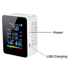 Avis Détecteur de CO2 Portable 5 en 1 avec Affichage LED Digital pour Qualité d'Air Intérieur - Yonis