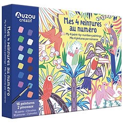 Mes 4 peintures au numéro : 16 peintures, 2 pinceaux. My 4 paint-by-numbers paintings : 16 paints, 2 brushes. Mis 4 pinturas por numeros : 16 pintures, 2 pinceles