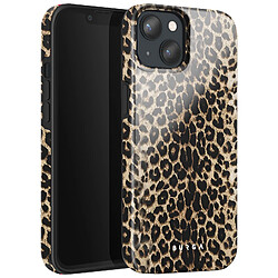 Burga Coque pour iPhone 13 Antichoc Léopard Élégant Bords Surélevés Noir