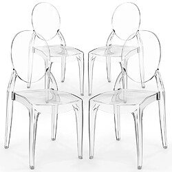 ICONIK INTERIOR Lot de 4 chaises de salle à manger transparentes - Style Victoria Transparent