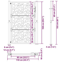 vidaXL Portail de jardin acier 105 x 155 cm - Noir pas cher
