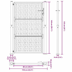 vidaXL Portail de jardin - Noir - 105x155 cm pas cher