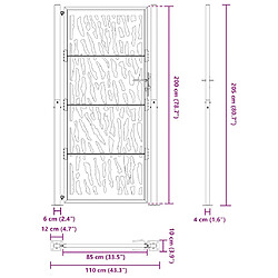 VIDAXL Portail de jardin noir acier 105x205 cm pas cher