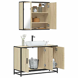 vidaXL Ensemble Meubles Salle de Bain 2 pcs Chêne Sonoma Ensemble salle de bain - 2 pièces - Bois d'ingénierie - Métal - Chêne Sonoma