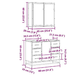 vidaXL Ensemble salle de bain 2 pièces sonoma gris pas cher