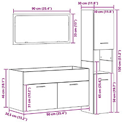 Ensemble meubles salle de bain 3 pcs bois d'ingénierie vidaXL pas cher