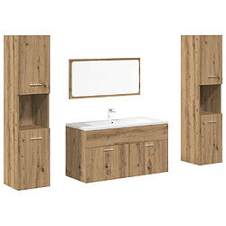 VidaXL Ensemble meubles salle de bain 4 pcs - Bois d'ingénierie