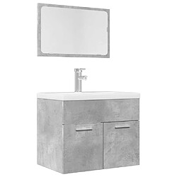 vidaXL Ensemble de meubles de salle de bain - Gris béton Ensemble salle de bain - Armoire, miroir - Bois d'ingénierie - Fixation murale - Gris béton