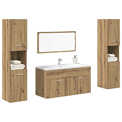 VidaXL Ensemble meubles salle de bain 4 pcs - Bois d'ingénierie