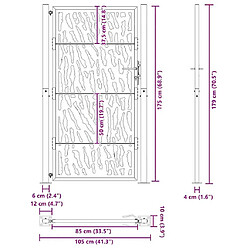 vidaXL Porte jardin acier résistant intempérie - Design tracé pas cher