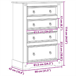 VidaXL Commode Corona Pin Massif pas cher