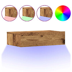 vidaXL Table de chevet - LED Vieux Bois