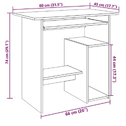 VidaXL Bureau Chêne Artisanal pas cher