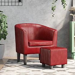VIDAXL Rouge bordeaux Fauteuil cabriolet avec repose-pied - Similicuir - Structure bois et plastique - Dimensions 70 x 56 x 68 cm