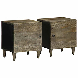 vidaXL Lot de 2 Tables de Chevet Gris Clair Bois de Manguier