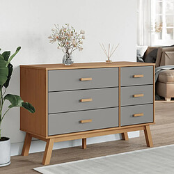 Avis vidaXL Armoire à tiroirs OLDEN - Gris et marron
