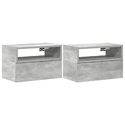 vidaXL Lot de 2 Tables de chevet murales 45x26x28,5 cm - Gris béton