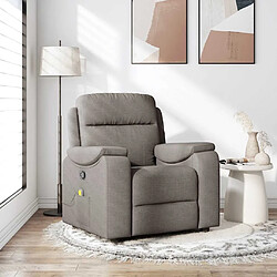 vidaXL Fauteuil de massage inclinable - Taupe tissu Fauteuil avec fonction d'inclinaison manuelle - 6 points de massage - Poche latérale