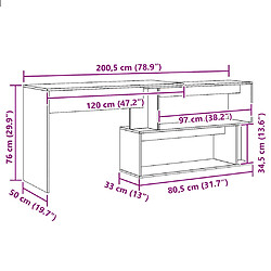VidaXL Bureau d'Angle Chêne Artisanal pas cher