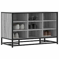 vidaXL Banc à chaussures sonoma gris Rangement à chaussures - Grand espace de rangement - Bois d'ingénierie et métal - 84 x 40 x 53,5 cm - Assemblage requis