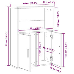 vidaXL Bibliothèque gris béton 60x24x85 cm bois d'ingénierie pas cher