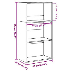 vidaXL Bibliothèque 60x30x114 cm Noir pas cher