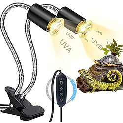 INF Lampe chauffante double pour terrarium