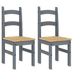 VidaXL Chaises à manger - Lot de 2 - Gris - Bois massif de pin
