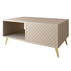 Bestmobilier Sorolla - Beige Table basse rectangulaire - MDF et panneaux de particules - Système d'ouverture Push - 100 cm