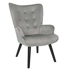The Home Deco Factory Fauteuil de salon en velours côtelé Giulia - Gris