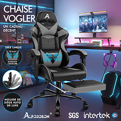 ALFORDSON Siège de Bureau Gris et Noir