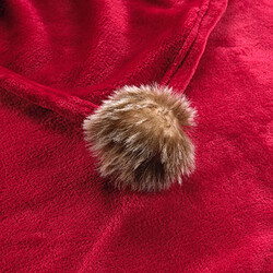 Acheter Douceur D'Interieur Plaid à pompons doux - 150 x 125 cm - Rouge