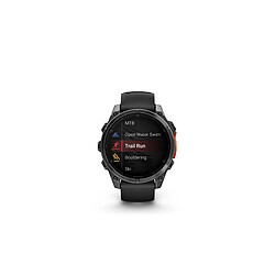 Garmin Fenix8 Montre connectée GPS - Étanche - Bluetooth - 47 mm - Gris avec bracelet noir