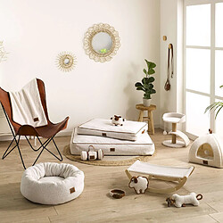 Toilinux Tente Bandit en laine bouclée pour chat et chien - Ecru