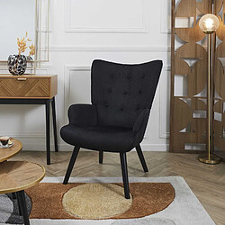 The Home Deco Factory Fauteuil de salon en velours côtelé Giulia - Noir