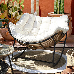 The Home Deco Factory Fauteuil à bascule rembourré Asgar - Beige