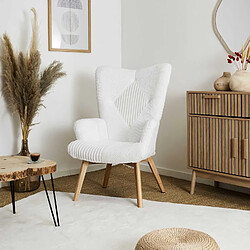The Home Deco Factory Fauteuil de salon scandi en patchwork Helsinki - Blanc