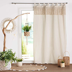 Douceur D'Interieur Rideau Ceres avec top macramé - 140 x 240 cm - Naturel