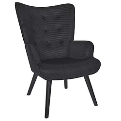 The Home Deco Factory Fauteuil de salon en velours côtelé Giulia - Noir
