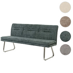 Mendler HWC-H70 - Bleu-vert Banquette de salle à manger rembourrée - Tissu chenille - Pieds inox brossé - 180 x 93 x 58 cm
