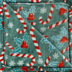 Atmosphera Plaid de Noël motif houx - 130 x 180 cm - Vert et rouge