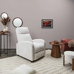 The Home Deco Factory Fauteuil relax multiposition en tissu côtelé Drammen - Beige