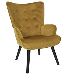 The Home Deco Factory Fauteuil de salon en velours côtelé Giulia - Ocre