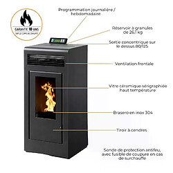 Interstoves Poêle à granules MARINA 11 Etanche sortie Concentrique sur le dessus -