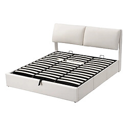 Komhtom Lit double coffre velours - Blanc