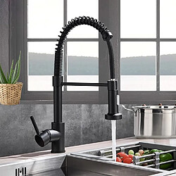 Robinet de cuisine mitigeur avec douchette extensible - Noir