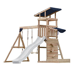 Axi house Aire de jeux bois toboggan - Bleu