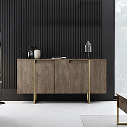 Concept Usine Buffet design bois et or 160 cm - 4 portes LUXOR