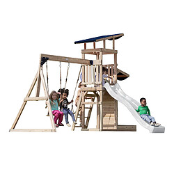 Axi house Aire de jeux bois toboggan - Bleu pas cher